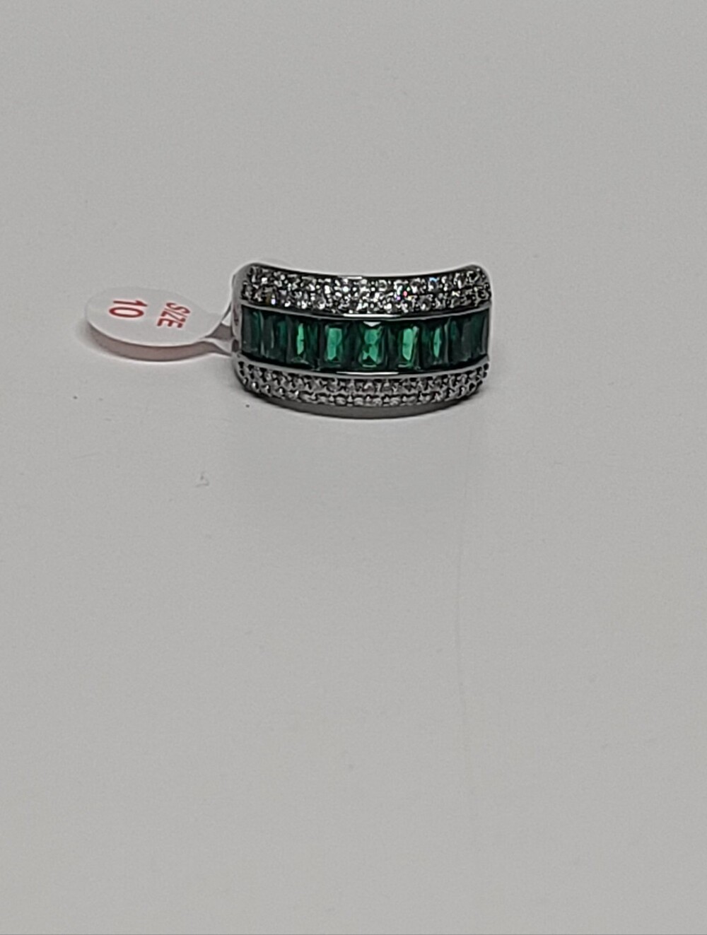 Bomb Party Shimmering Waves Green Hematite Lab Created Emerald Gemstone Ring 10